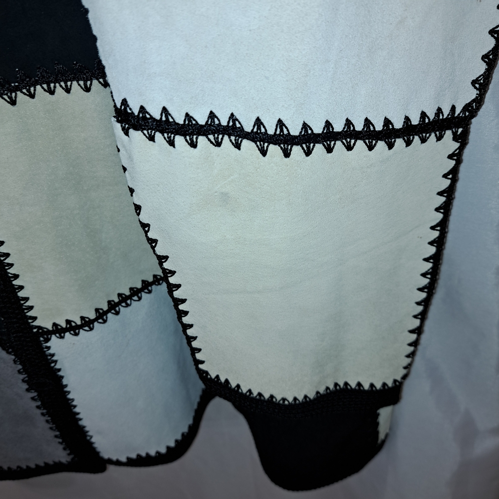 Denim&Co Sz 1X Women's Patchwork Leather Jacket - Black, Gray, and Cream - Picture 8 of 11